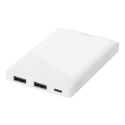 DELTACO Powerbank 5000 mAh, 2.1 A/10,5 W, 18.5 Wh, 2x USB-A, vit Vit