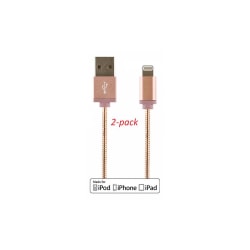 2 stycken STREETZ iplh-272 USB-synk-, MFi Lightning 1m Rosa guld