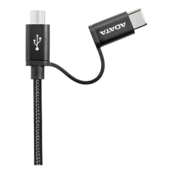 ADATA Micro USB/USB-C 2.0-kabel,  tygbekläddd kabel, 1m, svart Svart