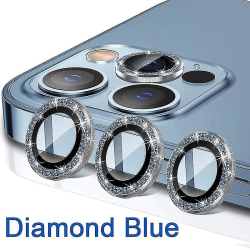 Objektiv för Iphone 14 13 Pro Max 12 11 Kameralinsskydd Glasfilm Cover Diamond Blue 11 Pro (3PCS)