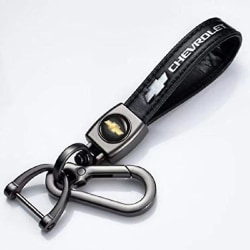 Lädernyckelring Kroknyckelhänge med bilmärkeslogotyp fjäderspänne & ring kompatibel med huvudbil Ny design Chevrolet