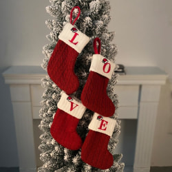 Julestrømpe 7 x 6 tommer strikkede personlige julestrømper med bogstaver Hængepynt Gavepose Ornamenter Feriefest Boligindretning