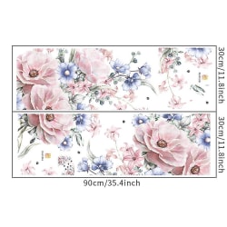 2st blommiga pioner väggdekaler, rosa blå pionrosa bukett blommor Avtagbar skala och sticka väggdekal, gör-det-självkonst vintage