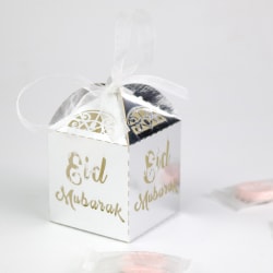 10st presentask Ramadan dekoration godisask Eid Mubarak Silver