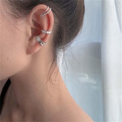 925 Sterling Silver Zirkon Geometriska Örhängen Ear Cuff Clip