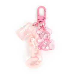 Godisfärgad akryl björn nyckelring charm flash hänge girlfri Pink