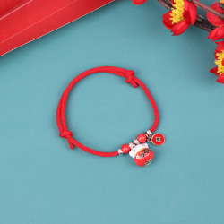 Handgjorda röda rep Lucky Cat Armband för kvinnor Flickor Födelsedag G Red