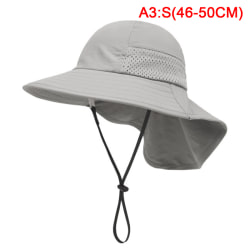 Baby Hat Beach Solskydd Hals Barn Bucket Hats for Gir Gray S（46-50CM）
