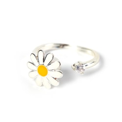 Daisy Rings For Women Spinner Ring Rotate Anti Stress Ring White