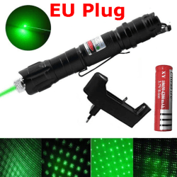 High Power Pointer Pen Synlig Beam Ficklampa Light Green Full Set (EU Plug)