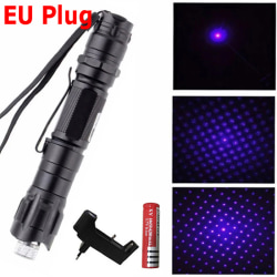 High Power Pointer Pen Synlig Beam Ficklampa Light Purple Full Set (EU Plug)