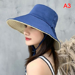 Dubbelsidig hopfällbar Bucket Hat för kvinnor Flickor Summer Sun Hat Blue