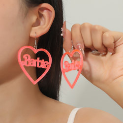 Glitter rosa akryl bokstavshjärta Barbie örhängen mode