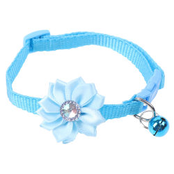 Justerbara hundkatthalsband med blomklockor för små katter Hund Blue