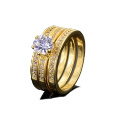 18K Guldfyllda gulddoublé Ring CZ Förlovning 19