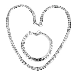 Rostfritt stål halsband + armband Set 9mm