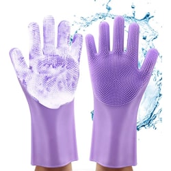 2 par Magic Dishwashing Gloves, återanvändbara silikondiskhandskar