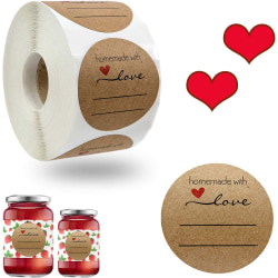 Kraft papir klistremerker hjemmelaget med kjærlighet Rund selvklebende etikett Rol