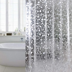 Dusjforheng på bad, gjennomsiktig 3D-stein, kan vaskes i vann, M