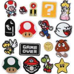 17 stk Mario Iron on Patches Patch Stickers Badge Down Patch Padd