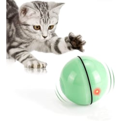 Katteleke, lekeball med LED-lys, 360 graders automatisk rotering