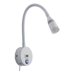 Väggmonterad USB lampetter Lampa USB-laddningsport Touch