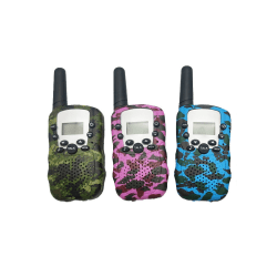 Tredelt kamuflasje-walkie-talkie for barn med bakgrunnsbelyst LCD-lykt