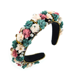 Pannband Blomstoppade hårband för kvinnor Flickor Pearl Colorful