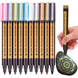 Metallmärkpenna, en set med 10 färgpennor, suit