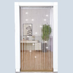 Pärlformad dörrgardin (vit 100 * 200cm), med flyggardiner för