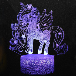 3D Unicorn Lights Fairy Illusion Lampe 16 farger og optisk