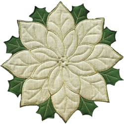 Bordstabletter set med 4, applikat guld med grön broderad blomma D