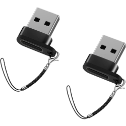 USB C til USB-adapter, USB hann til USB C hunn, svart [2-Pack],