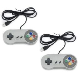 2 Pakke Snes/NES imitert USB-kontroller - Klassisk Retro Gamepad