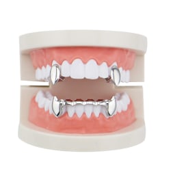 18k guldpläterad vampyr Dracula tänder 2 delar Single Tooth Set