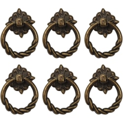 6st Vintage Bronze Drop Ring Knoppar Dra Handtag för Dresser Dr