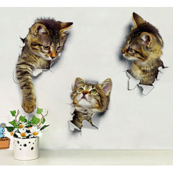 6 styk To hver af tre kategorier Adorable Cat 3D Wall Stick