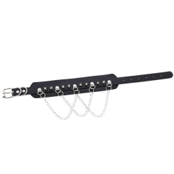 Gothic Spike Nit med 3-lagers kedja justerbar Punk PU L
