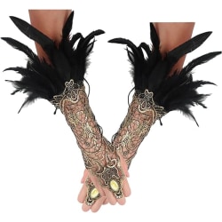 Svarte lange fjærhansker Maleficent Costume Dame Påskefest D
