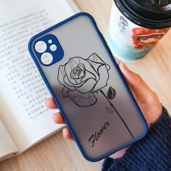Cool Simple Black Flower Rose Phone case Cover för Iphone 11 12 13 Pro Max Mini Se2020 X Xs Max Xr 6 6s 7 8 Plus Hårda genomskinliga väskor