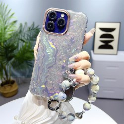 För iPhone 12 Pro Max 6,7 tum TPU+PC IMD cover med case baktill med pärlkedja