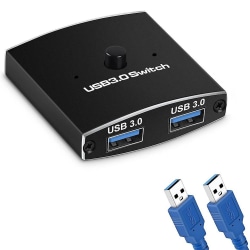 USB 3.0 Switch Selector Kvm Switch 5gbps 2 In 1 Out USB Switch USB 3.0 Two-way Sharer kompatibel skrivare Tangentbord Musdelning Black none