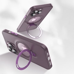 Genomskinligt Magsafe- case kompatibelt med Iphone 15 Pro Max, matt PC Stötsäkert tunt cover med magnetisk ringhållare Purple For iPhone 15 Pro Max
