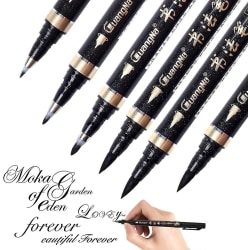 6-delad svart kalligrafipenna, lämplig för nybörjare att skriva