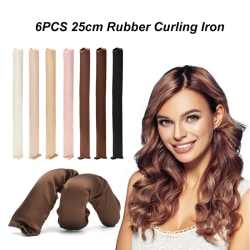 6pcs Heatless Hair Curlers Satin Covered Curling Rod No Heat Curls Flexi Rods Sleeping Soft Headband DIY Hair Styling Tools