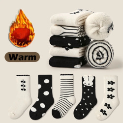 1-12T Children Socks Winter Thickened Cotton Warm Plush Sock Baby Infant Socks Kids Mid Calf Sock Boys Girls Black White Sock