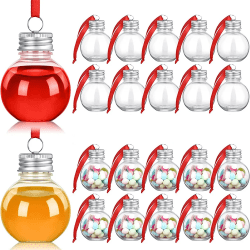 6/10Pcs Christmas Tree Ornament Fillable Booze Water Bottle Bulbs Shape Plastic Clear Christmas Ball Pendant Home Party Decor