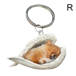 Söt sovande hund ängel akryl nyckelring Showcase hängande Keycha Pomeranian 1pcs
