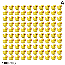 100/200 st Mini Gummi Ducks Miniatyr Resin Ducks Gul Tiny D 100pcs yellow 100pcs