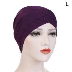 Dam Elegant Stretchy Hat Turban Panne Cross India Hat Hea Dark Purple L